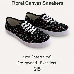 American Eagle Floral Canvas Sneakers – Size 9